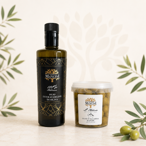 Набір Itrana Premium з оливковою олією Extra Virgin Genesio Mancini 0,5 л та оливками Ітрана 350 г 022 фото